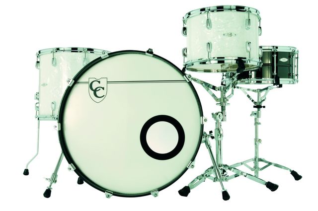blank The kit's White Marine Pearl finish is akin to Buddy Rich. C&C's attention to detail is already legendary